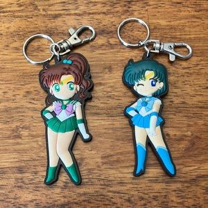 Sailor Moon Rubber Keychain Set: Sailor Jupiter & Sailor Mercury
